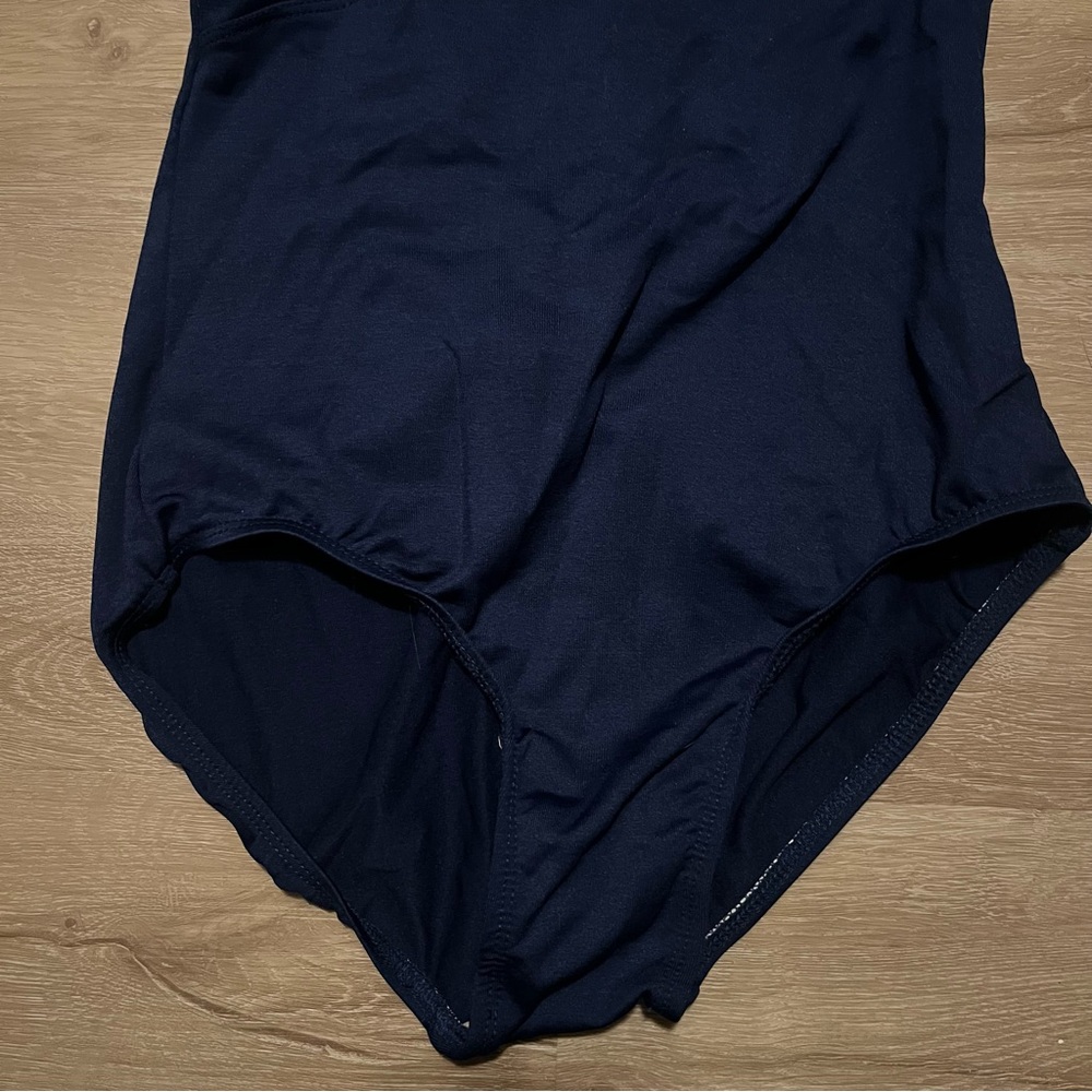 NWOT Suffolk Bateau Neck Leotard with Low Pinch Back, Sapphire/Navy | Medium - Picture 5 of 10